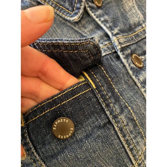 Express Precision Fit Denim Jacket Blue Classic Style Medium - Picture 6 of 11